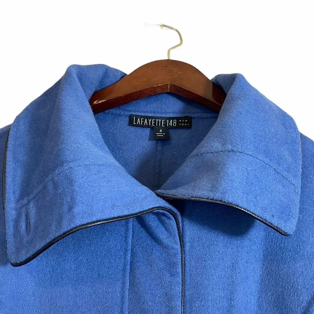 Lafayette 148 Women’s Angora and Wool Blazer Size 4 Button Front Blue